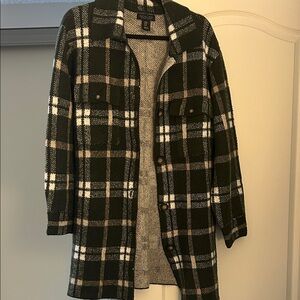 Green Plaid Longline Cardigan